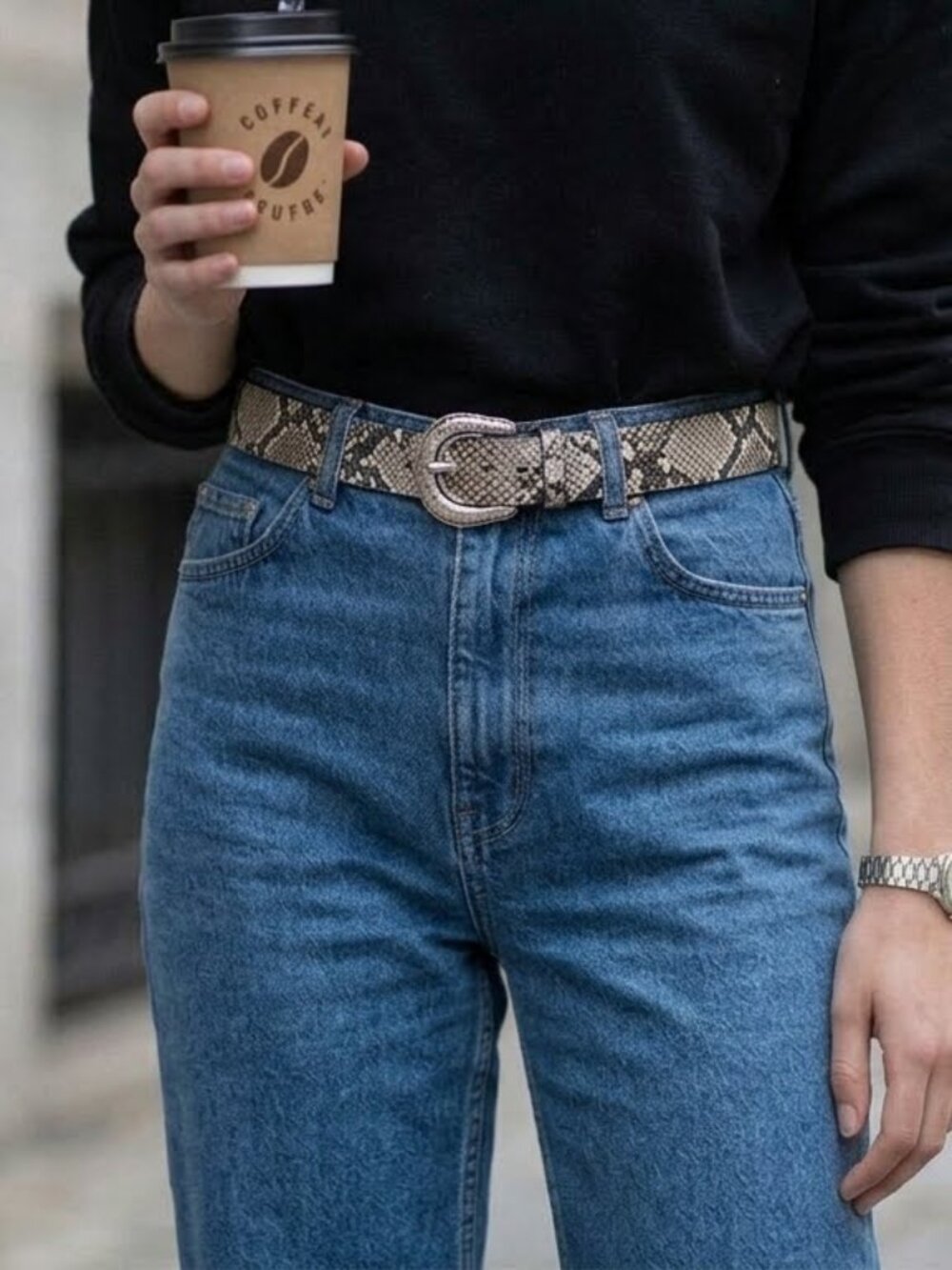 NWT Steve Madden NYC Python Multi Snakeskin Skinny Belt Silver Buckle Size Small